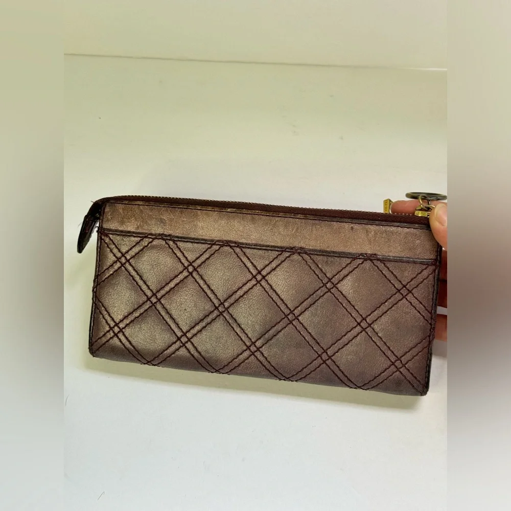Marc Jacobs Quilted Leather Wallet Purse Cardholder Clutch Bag in Purple - Y2K